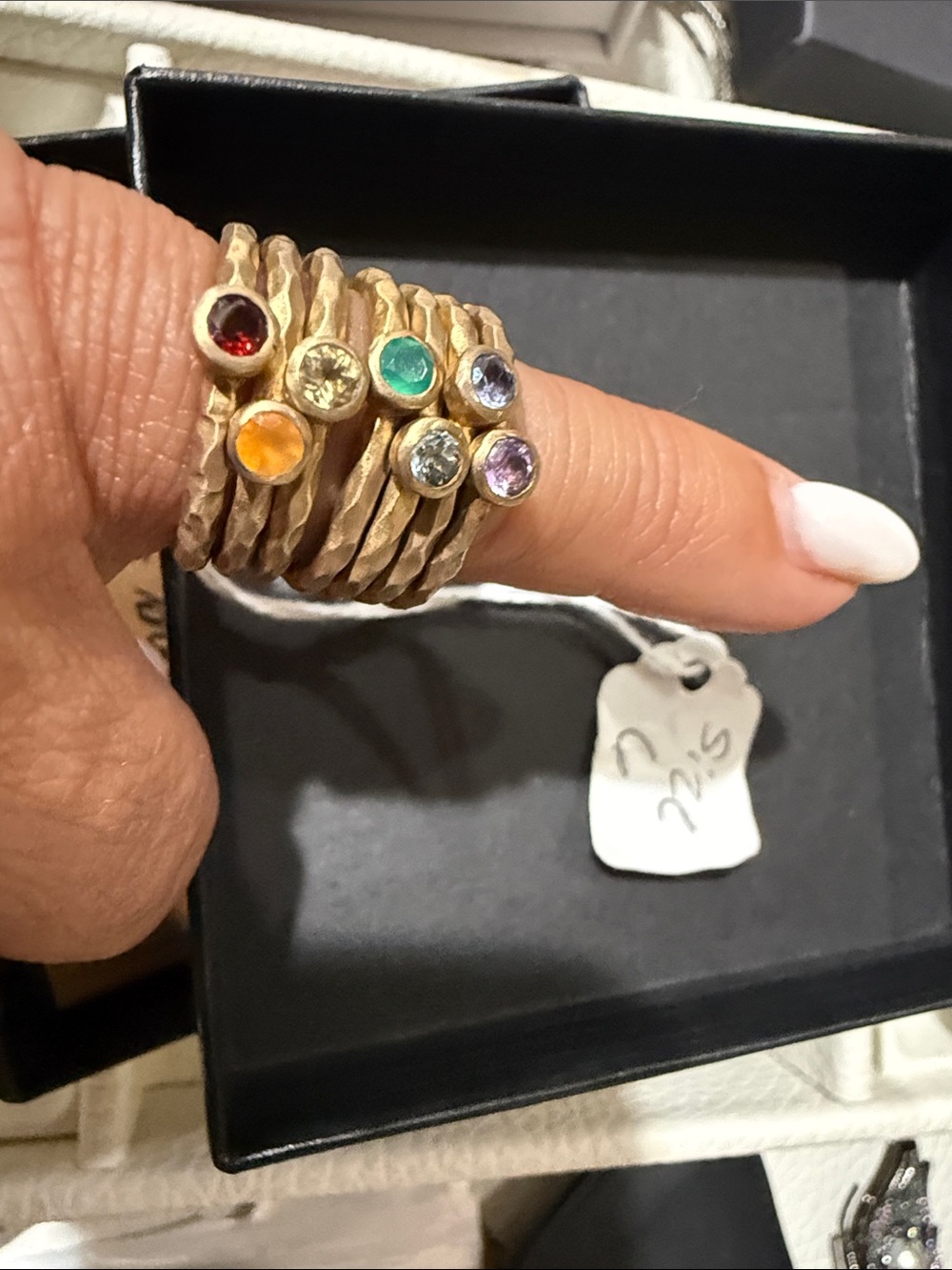 Gold Stacked Birthstone Ring Set - Multi-Color
